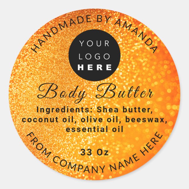 Benutzerdefinierter Logo Name BodyButter Kosmetik  Runder Aufkleber (Vorderseite)
