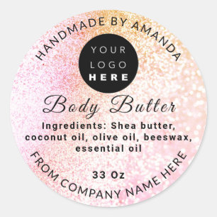 Benutzerdefinierter Logo Name BodyButter Kosmetik Runder Aufkleber