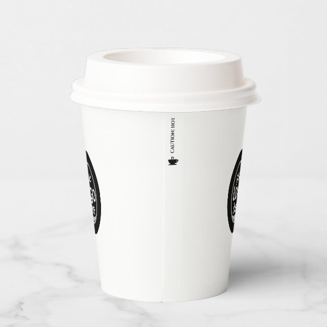 Benutzerdefinierter Logo-Papier-Cup mit "Vorsicht  Pappbecher (Rechts)