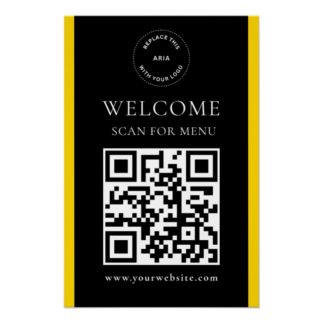 Benutzerdefinierter Logo-QR-Code Modern Glänzend Poster (Vorderseite)