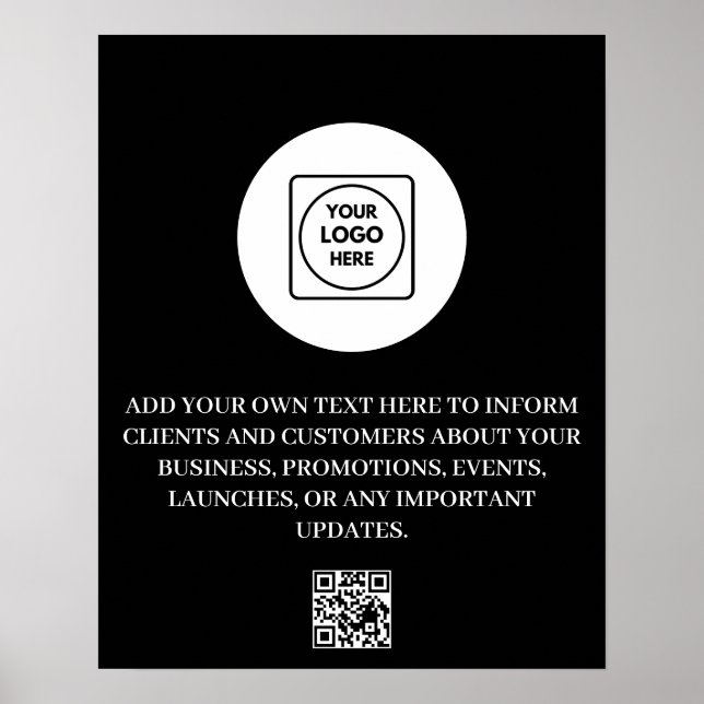 Benutzerdefinierter Logo-QR-Code schwarzes Markenm Poster (Vorne)