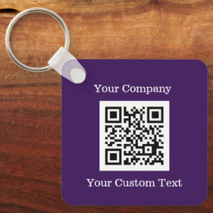 Benutzerdefinierter Logo-QR-Code Text Lila Unterne Schlüsselanhänger