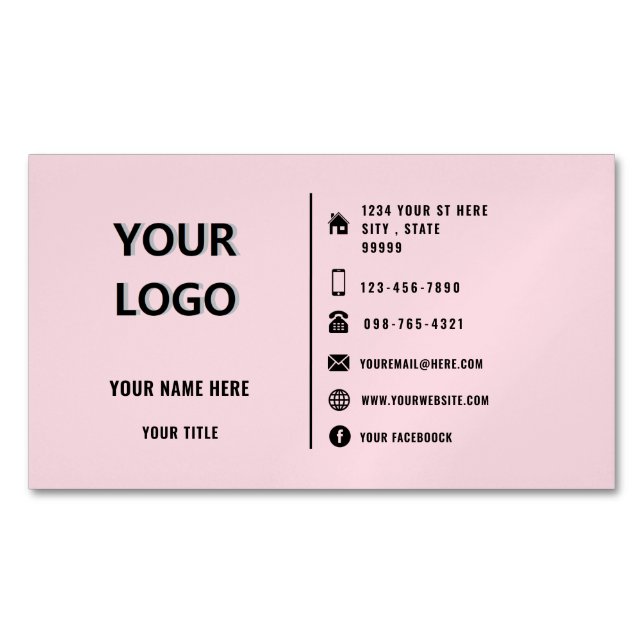 Benutzerdefinierter Logo-Text Design Ihr Business- Magnetische Visitenkarte (Vorderseite)