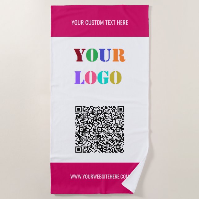 Benutzerdefinierter Logo Text QR Code Strandtuch I (Vorderseite)