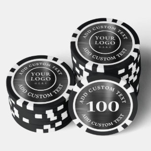 Benutzerdefinierter Logotext im schwarzen Metallst Pokerchips