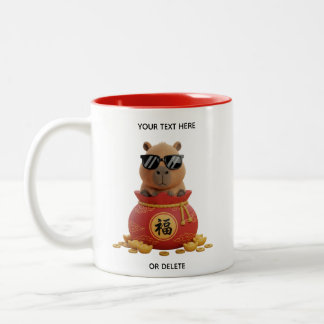 Benutzerdefinierter Lunar Fortune Bag Capybara Rot Zweifarbige Tasse
