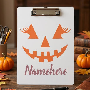 Benutzerdefinierter Mädchenhafter Jack O Lantern K Klemmbrett
