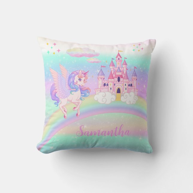 Benutzerdefinierter magischer Einhornregenbogen Kissen (Vorderseite)