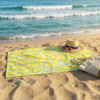 Benutzerdefinierter MAMA-Schriftzug Gelb Blau Musc Strandtuch