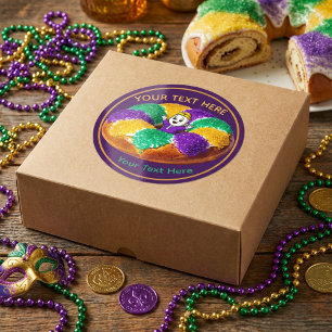 Benutzerdefinierter Mardi Gras King Cake & Baby Runder Aufkleber