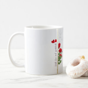 Benutzerdefinierter Marmortasse mit roter Rose und Kaffeetasse