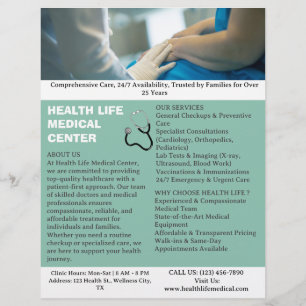 Benutzerdefinierter medizinischer Krankenhausdiens Flyer