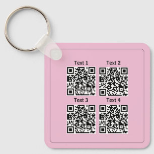 Benutzerdefinierter mehrfacher 4-Qr-Code, rosa min Schlüsselanhänger