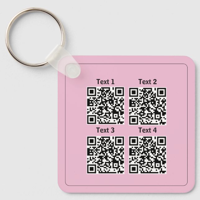 Benutzerdefinierter mehrfacher 4-Qr-Code, rosa min Schlüsselanhänger (Vorderseite)