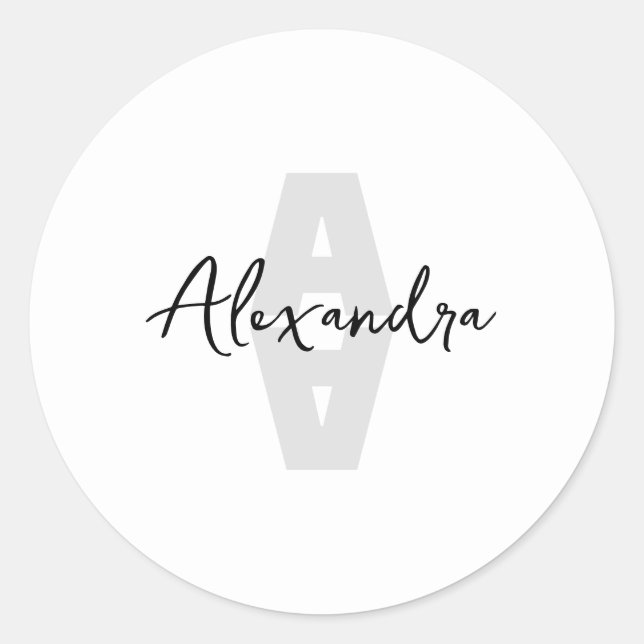 Benutzerdefinierter minimaler Monogramm-Name Runder Aufkleber (Vorderseite)