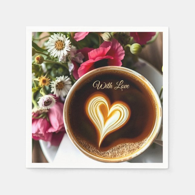 Benutzerdefinierter "Mit Liebe" Kaffeebecher & Kla Serviette (Vorderseite)