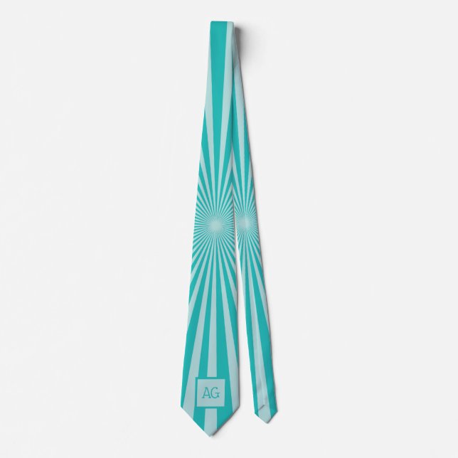Benutzerdefinierter Mit Monogramm Blue Pattern Fun Krawatte (Vorderseite)