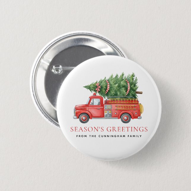 Benutzerdefinierter moderner Feuerwehrmann Weihnac Button (Vorne & Hinten)