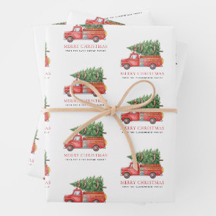Benutzerdefinierter moderner Feuerwehrmann Weihnac Geschenkpapier Set