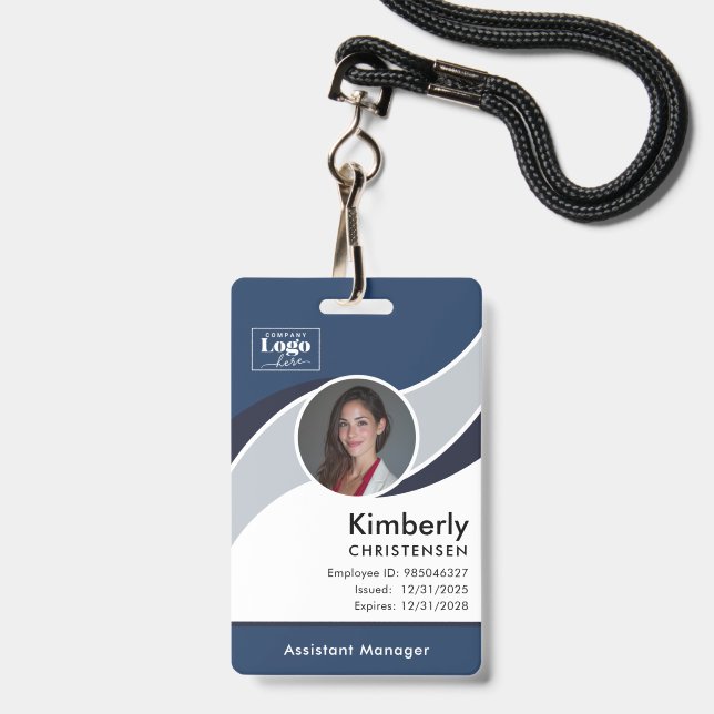 Benutzerdefinierter moderner Mitarbeiterausweis mi Ausweis (Vorderseite mit Lanyard)