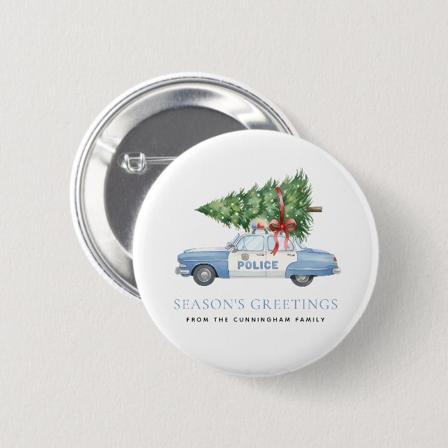 Benutzerdefinierter moderner Polizeibeamter Weihna Button (Vorne & Hinten)