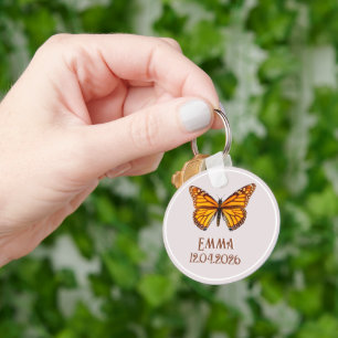 Benutzerdefinierter Monarch-Schmetterlingsname Dat Schlüsselanhänger