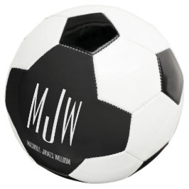Benutzerdefinierter Monogram Name Black Modern Fußball