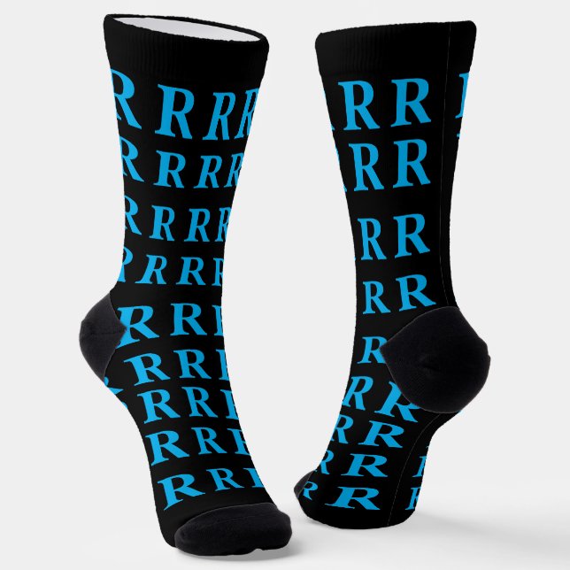 Benutzerdefinierter Monogramm-Buchstabe Schwarz Bl Socken (Gewinkelt)