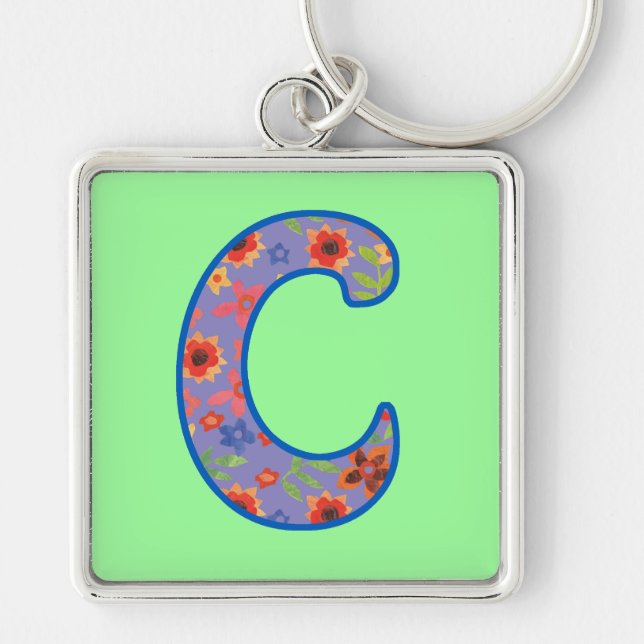 Benutzerdefinierter Monogramm C-Schlüsselanhänger, Schlüsselanhänger (Vorne)