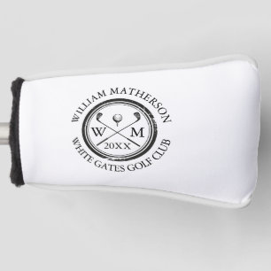 Benutzerdefinierter Monogramm-Club-Datum Schwarz u Golf Headcover