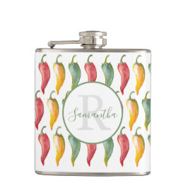 Benutzerdefinierter monogrammatischer Chili Pepper Flachmann