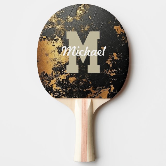 Benutzerdefinierter Monogrammname Cooler Sportler Tischtennis Schläger (Vorderseite)