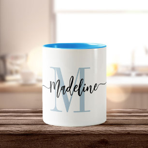 Benutzerdefinierter Monogrammname Modern Script-Wi Zweifarbige Tasse