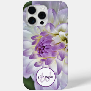 Benutzerdefinierter Monogrammname Weiße Dahlia-Blu Case-Mate iPhone Hülle