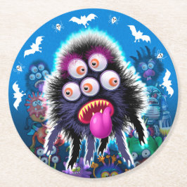 Benutzerdefinierter Monster-Halloween-Party-Unters Runder Pappuntersetzer