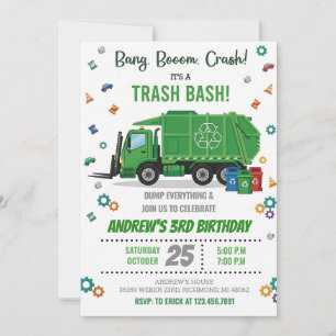 Benutzerdefinierter Müllwagen Fahrzeug Geburtstag Einladung