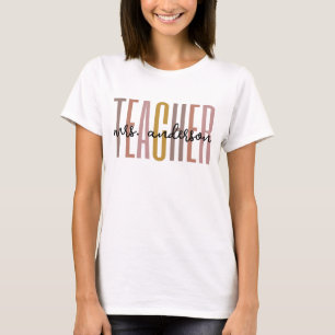 Benutzerdefinierter Nachname des Lehrers Retro Vin T-Shirt