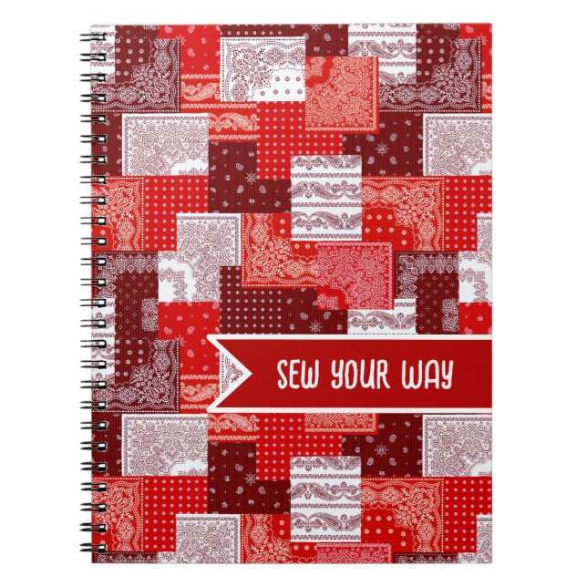 Benutzerdefinierter Näh-Patchwork-Bandana-Quilt-Mu Notizblock (Vorderseite)