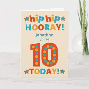 Benutzerdefinierter Name 10. Geburtstag Hip Hurra Karte