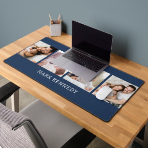 Benutzerdefinierter Name 4 Foto-Collage Personalis Schreibtischunterlage