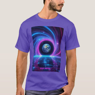 Benutzerdefinierter Name 80er Retro-Neon-Planet-Po T-Shirt