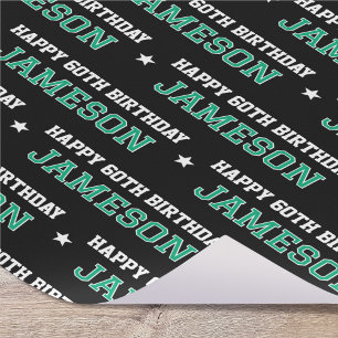 Benutzerdefinierter Name Alter Geburtstag Retro Va Geschenkpapier