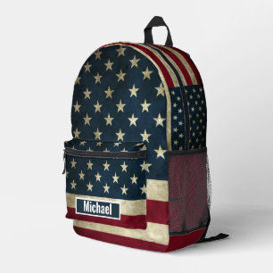 Benutzerdefinierter Name Amerikanische Flagge Jung Bedruckter Rucksack