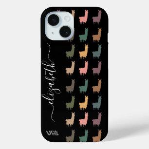 Benutzerdefinierter Name Anfangs Retro Lama Alpaka Case-Mate iPhone Hülle