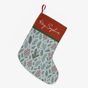 Benutzerdefinierter Name auf botanischem Stechpalm Kleiner Weihnachtsstrumpf