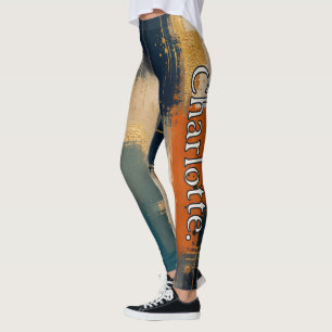 Benutzerdefinierter Name auf Luxus-Gold-Navy-Abstr Leggings