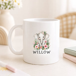 Benutzerdefinierter Name Baby Elefant Safari Dschu Kaffeetasse