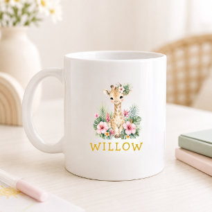 Benutzerdefinierter Name Baby-Giraffe-Safari-Dschu Kaffeetasse