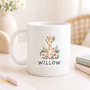 Benutzerdefinierter Name Baby-Giraffe-Safari-Dschu Kaffeetasse