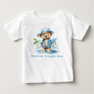 Benutzerdefinierter Name Blaues Teddybär-Babyshirt Baby T-shirt